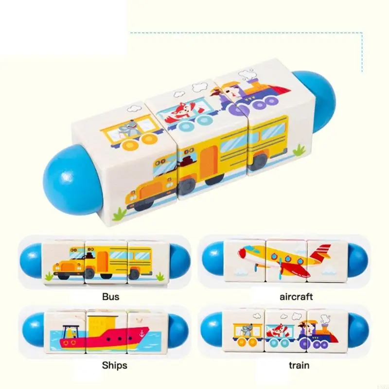 Baby Cognitive Puzzle Fun Juguete aprendizaje bloque giratorio para desarrollo sensorial L8RB
