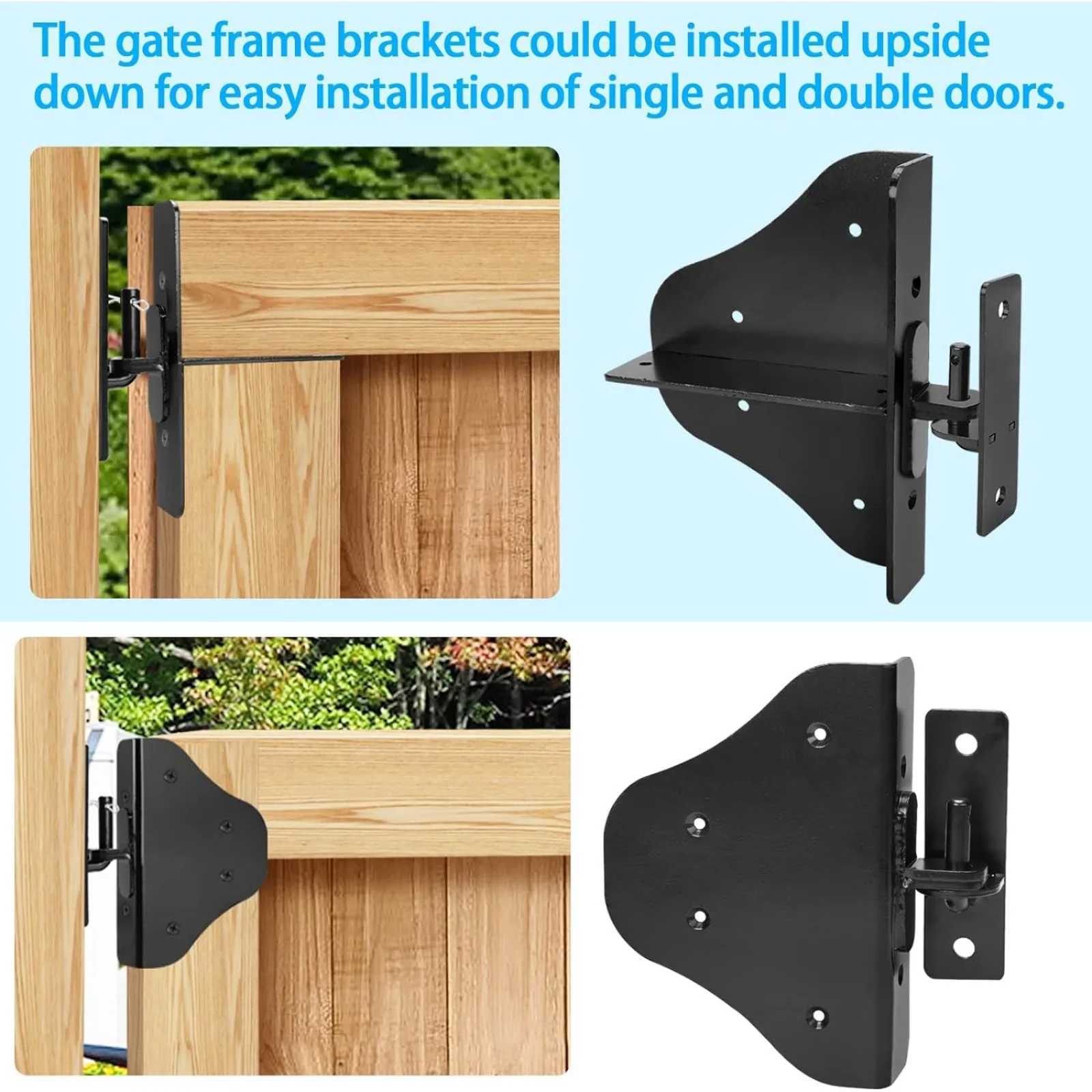 US Fence Gate Kit Gate Hardware with Gate Latch for Single and Double Doors - Updated 90 Degree