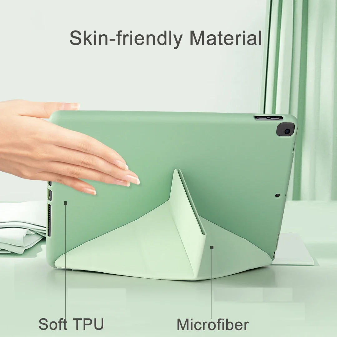 Untuk iPad Air Pro casing MINI 3th 4th th ke-6 ke-7 9th 10.2 10.9 11 12.9 13 inci y-fold kulit lembut penutup lengan berdiri