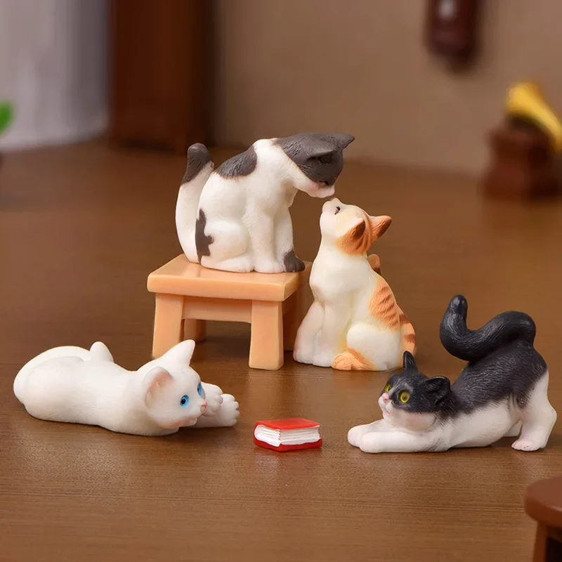 Cute Cat Stool Ornament for Kids Children Baby Garden Kitten Ornament Gift Room Decoration Toy Miniature Figurines Home Decor