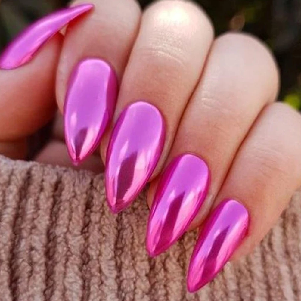 Tinovo Uno メタリックマニキュアミラー効果ローズパープルレッドクロームネイルラッカー速乾性通常の爪の成長トリートメントポリッシュ