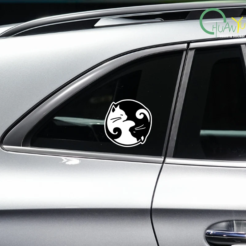 Cat Yin Yang Vinyl Decal Car Sticker Waterproof Car Decoration Body Bumper Rear Window Laptop Sticker