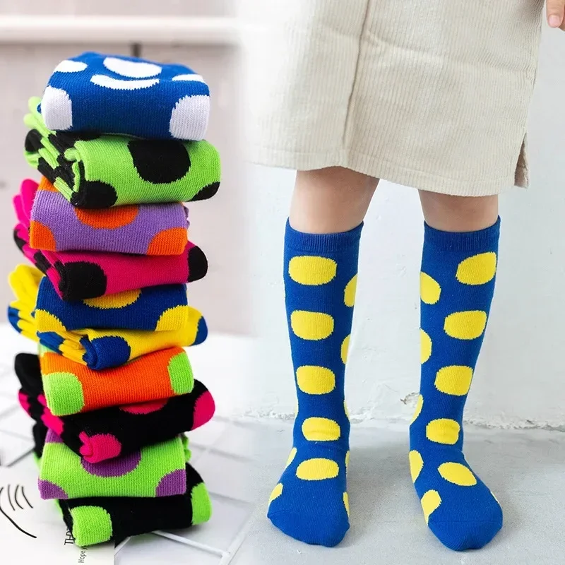 Girl Long Knee Socks New 1-12 Y Child Socks Autumn Winter Color Matching Dot Children's Pile Student Kids Boys Girls Tube Sock