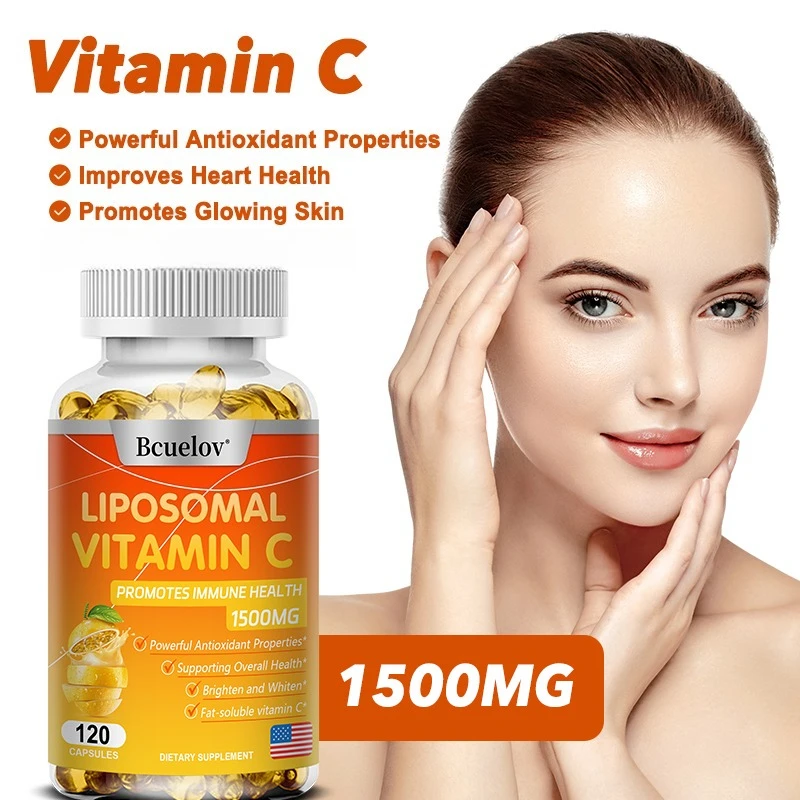 

Liposomal Vitamin C Capsules - Powerful Antioxidant, Promotes Collagen Production, Skin Glow, Supports Heart, Immune Health