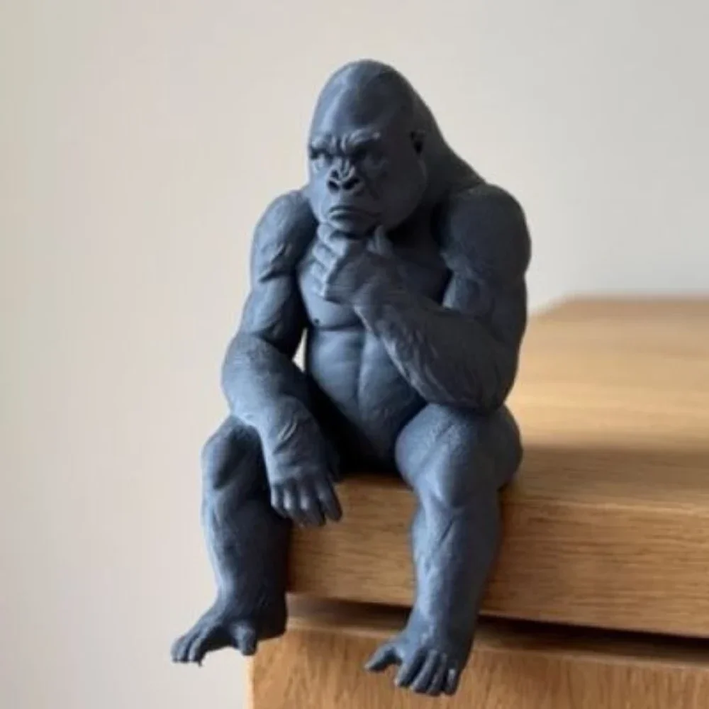 3D-gedrucktes Denkendes Gorilla-Ornament, Meditierender Sitzender Affe als Dekoration, Geschenk für Bücherregal und Schreibtisch im Büro – Detail 6