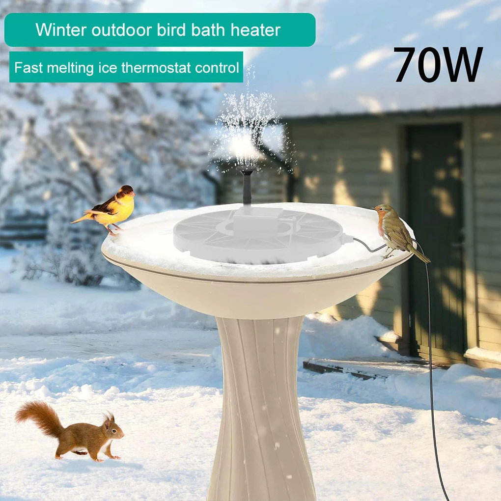 Bird Bath Heater Thermostatically Heated 70W Plug-in Bird Baths Bowl Bird Bath Heaters For Outdoors With Thermostat For Winter