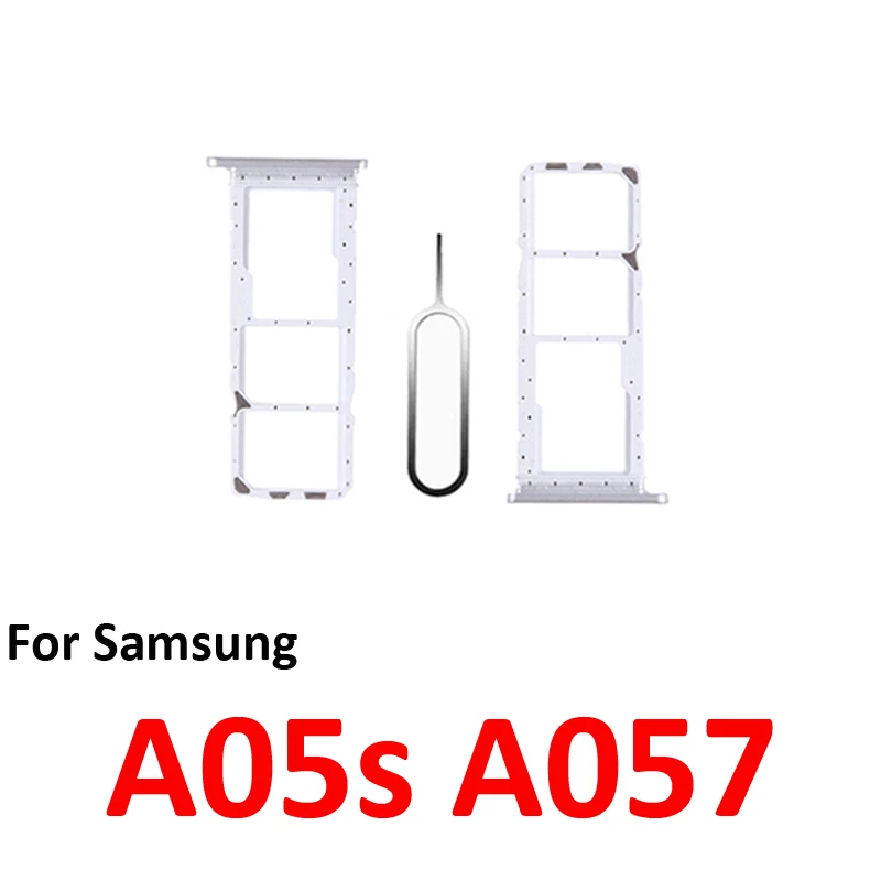 For Samsung Galaxy A05s A057 A057F Phone SIM Tray Micro SD Chip Card Slot Drawer Holder Pocket Single Dual Parts Black Silver - view 4