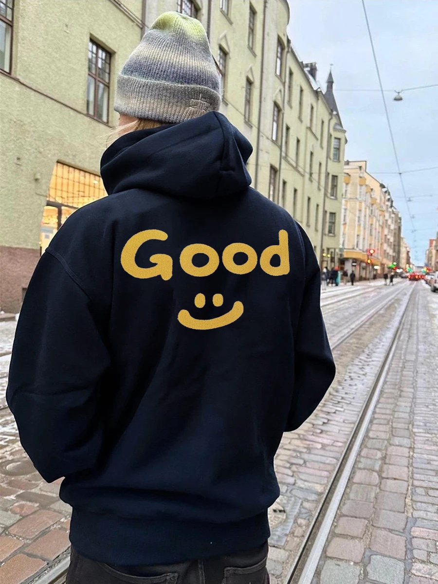 

Утепленное худи оверсайз Good Crazy American Sle Fce для пар, зимнее, теплое, эластичное, повседневное, молодежное, в стиле стритвир