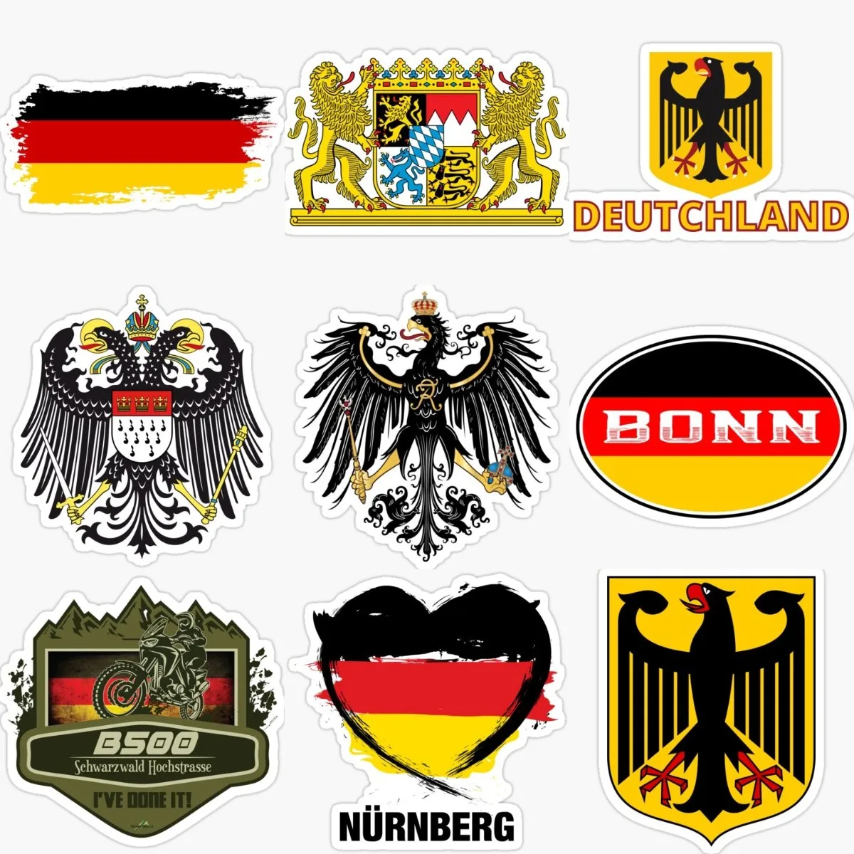 

D Germany Flag Coat of Arms of Germany Badge PVC Sticker for Decorate Car Camper Van Bike Laptop Door Bumper Decal Accessories