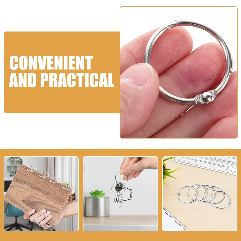 20pcs Card Iron Binder Rings For Notebooks Diy Journals Scrapbooks Book Accessories Clasp Ring Reusable Metal Ring Clips Binding