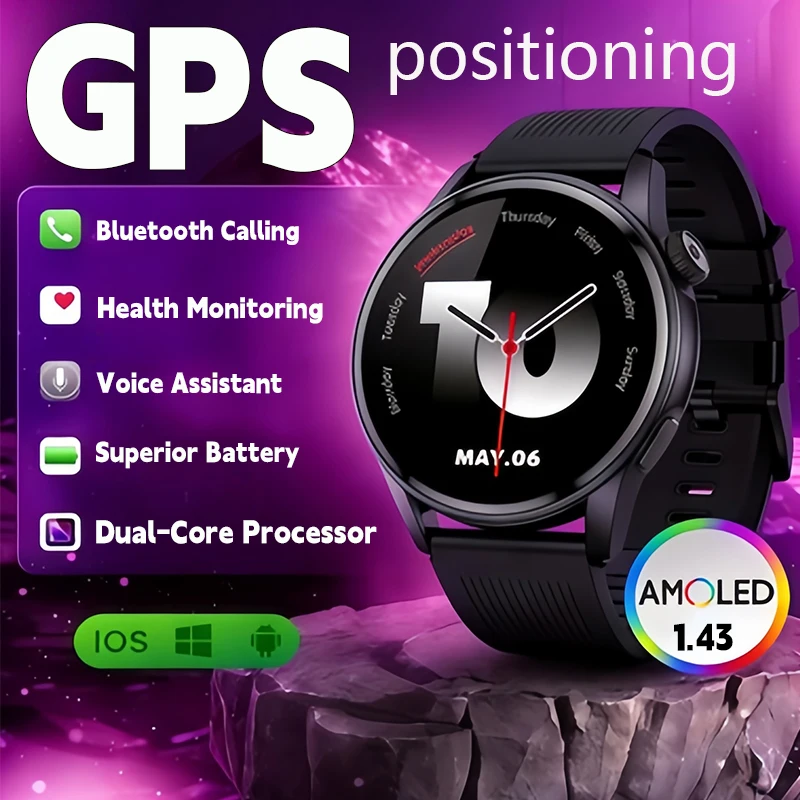 

Смарт-часы с GPS, спортивные, фитнес-женские, голосовой помощник, Bluetooth-вызов, 3D-динамические часы, умные часы для плавания и фитнеса, мужские 2026 НОВИНКА