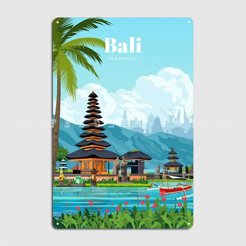 Travel To Bali Metal Plaque Poster Wall Pub Cinema Vintage Plaques Tin Sign Poster