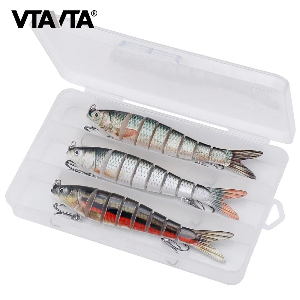 VTAVTA 3pcs/box Sinking Jointed Fishing Lures Set 140mm 27g 8-Segment Swimbait Crankbait Pike Artificial Bait Wobbler Tackle Kit