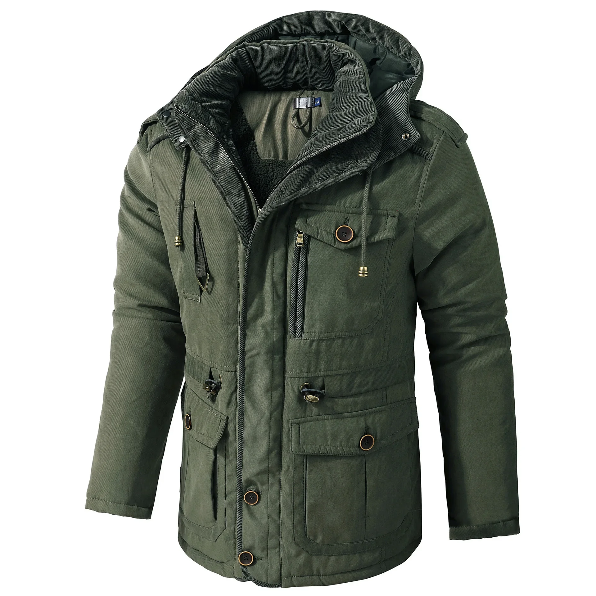 Parka da esterno di marca maschile di alta qualità da uomo 2024 nuova giacca in pile con cappuccio calda giacca invernale Casual in cashmere caldo addensato