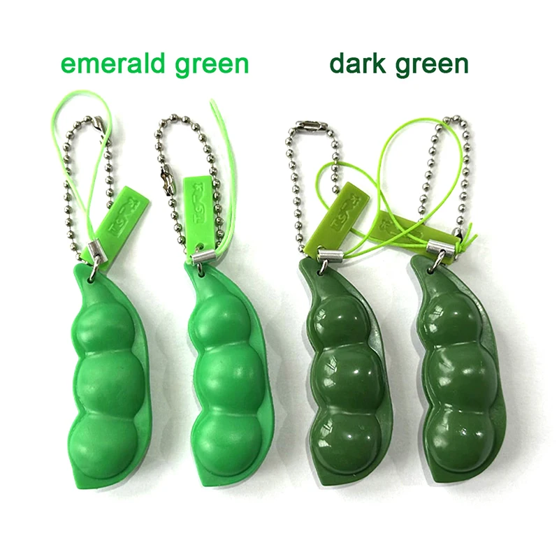 Creative Decompression Keychain Pea Pod Keyring Unlimited Squeeze Edamame Toy For Kids Adults Stress-relieving Venting Toys