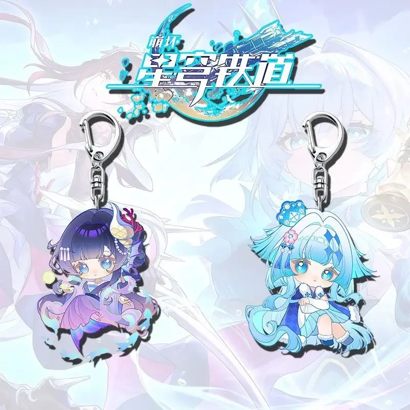 2Pieces Game  Key Chains Two-sided Keyring Helektra Hysilens ApoRia432 Cerydra HubRis504 Acrylic Pendant