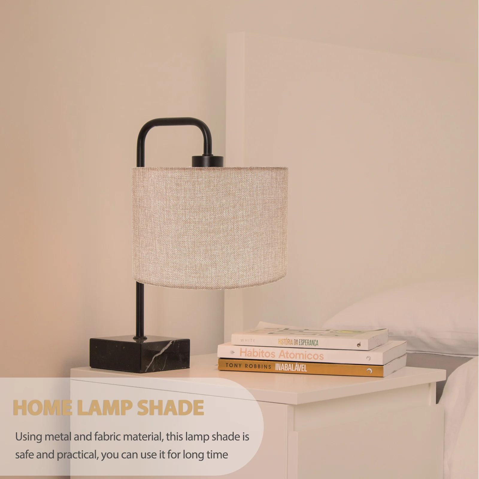 غطاء مصباح أسطواني E27 قماش السرير مكتب استبدال غطاء خفيف نمط ريفي ديكور المنزل سهل التركيب إطار معدني متين