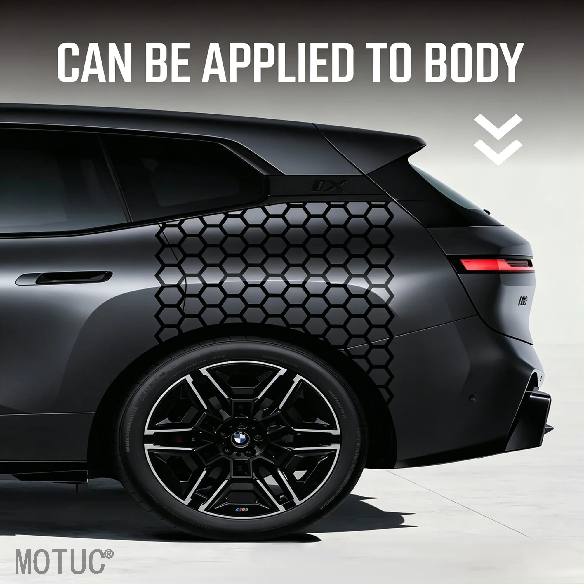 1Set Large Matte Black Honeycomb Pattern Car Stickers Van Decals Waterproof DIY SUV Window Side Body Craetive Sunshade Car Film view 3