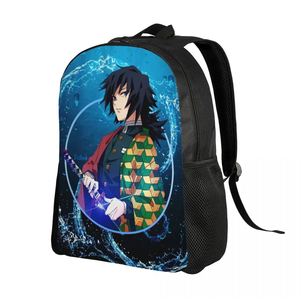 

Custom Demon Slayer Giyu Tomioka Backpack Men Women Basic Bookbag for College School Kimetsu No Yaiba Anime Bags