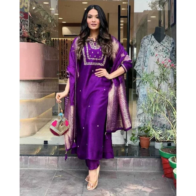 Traje de boda indio de rayón Kurti Palazzo con Dupatta, traje de Kameez, Salwar