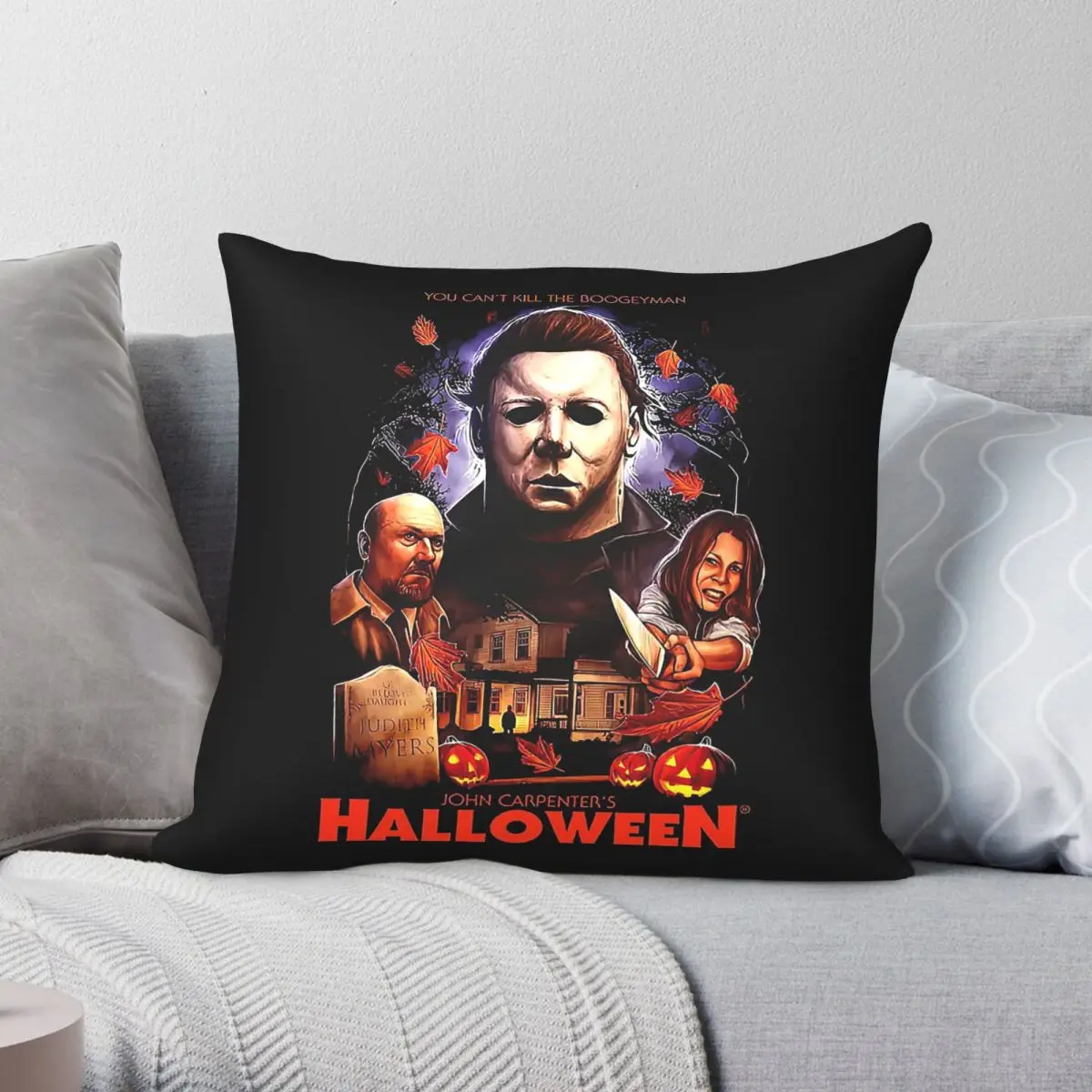Halloween He Is Gonna Get You Pillowcase Polyester Linen Velvet Printed Zip Decor Pillow Case Home Cushion Case