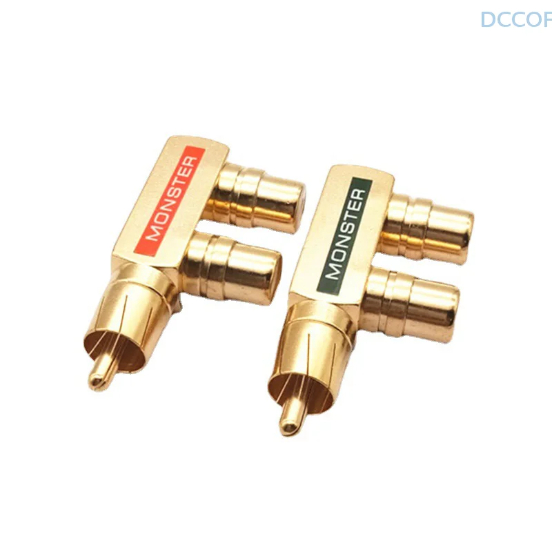 Adaptador estilo pistola, accesorios DIY, enchufe divisor de Audio AV chapado en oro, adaptador RCA, conector F de 1 macho a 2 hembra