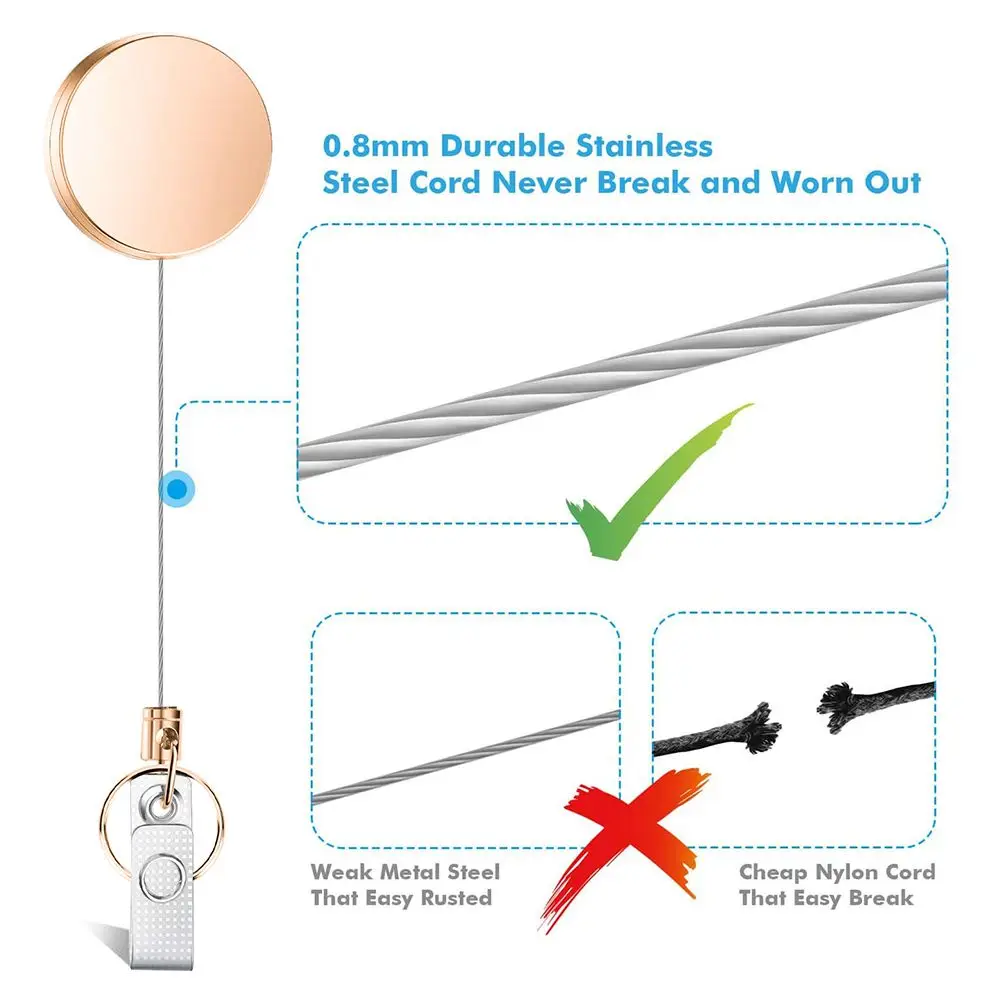 

Metal Key Ring Anti Lost Retractable Key Chain Lanyard Clip Badge Reel Clip ID Card Badge Holder