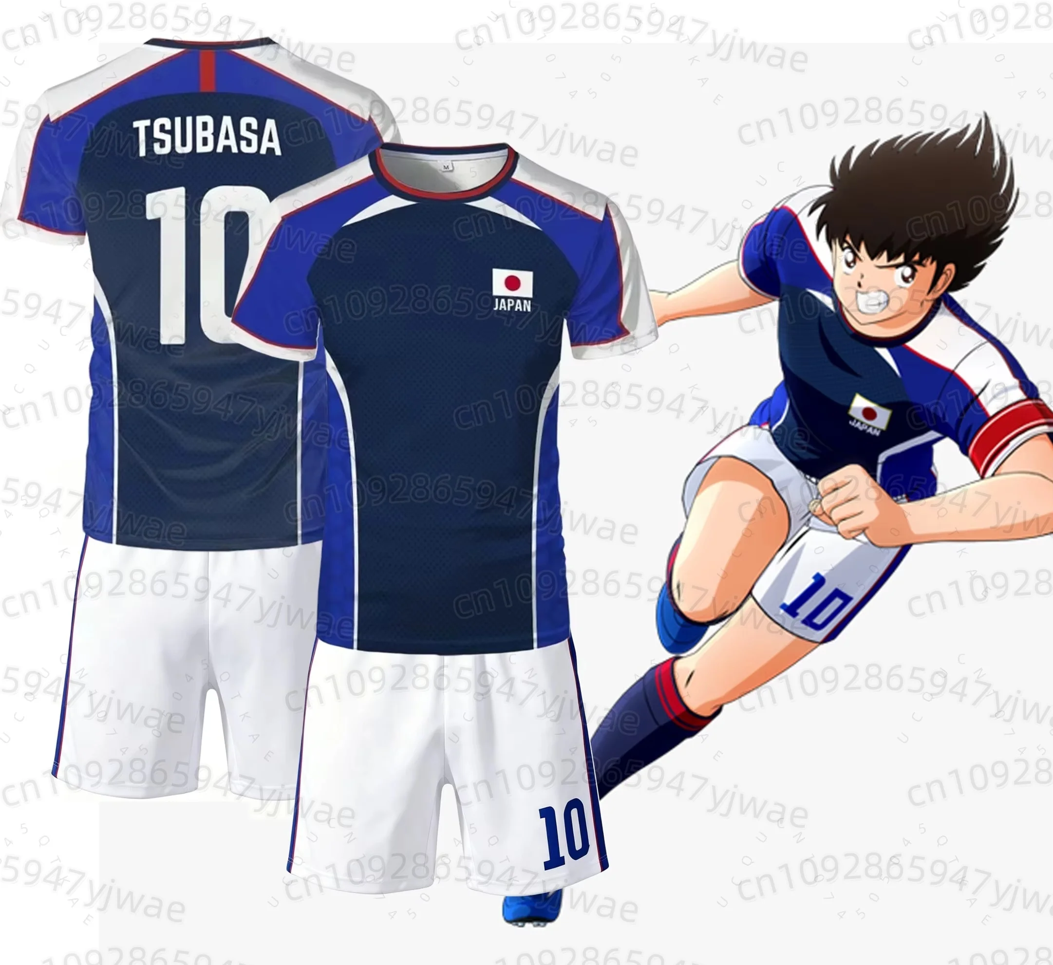 Piece Outfit Children Tracksuit Captain Tsubasa Football No.10 Print T Shirt Can Choose T-Shirts Or Shorts Kids Adult Clothes