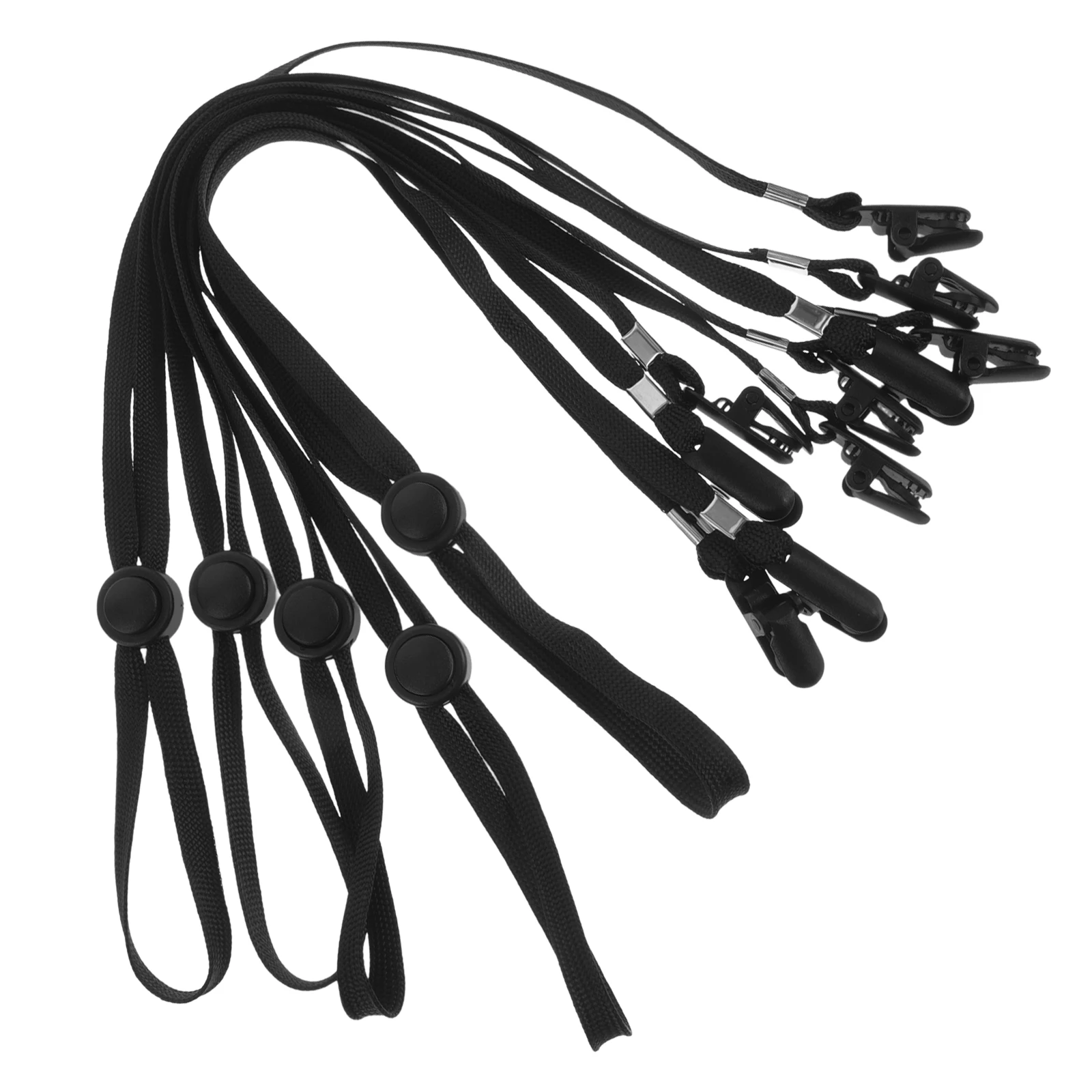 

5pcs Windproof Clips Extended Ropes Adjustable Chin Cord Elastic Band for Baseball Face Mask Holder Strap Cap AntiLost Black