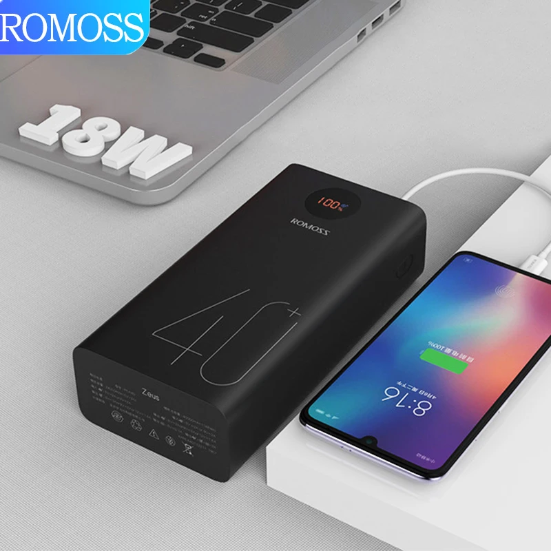 ROMOSS PEA 40 Original High Capacity Power Bank 40000mAh Portable External Battery Fast Charging USB C Charger for Xiaomi