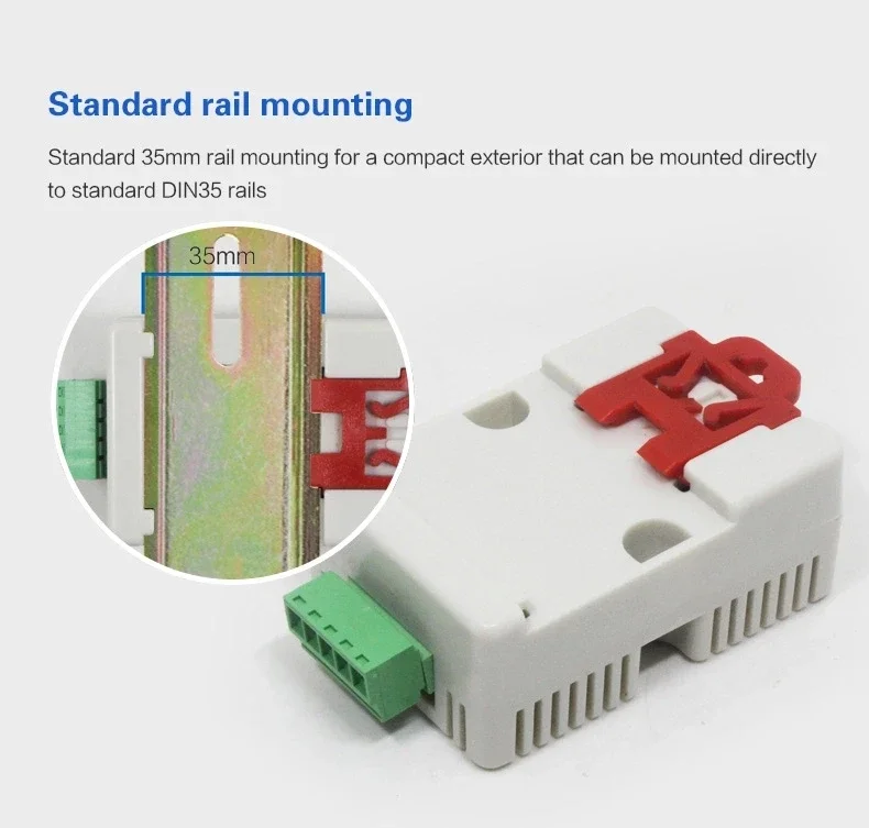 DIN35 Rail Modbus Rtu RS485 Temperature Humidity Transmitter