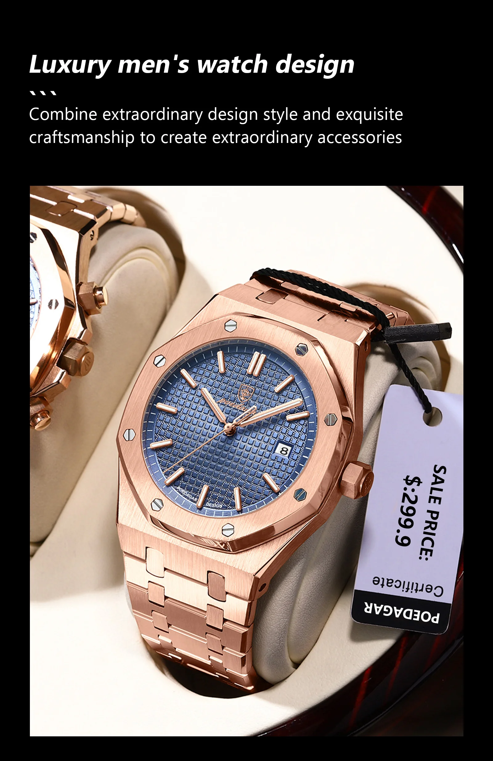 POEDAGAR Luxus Business Mann Armbanduhr Wasserdicht Leucht Datum Männer Uhr Edelstahl Mode Quarz Uhren Für Männer Reloj – Detail 13
