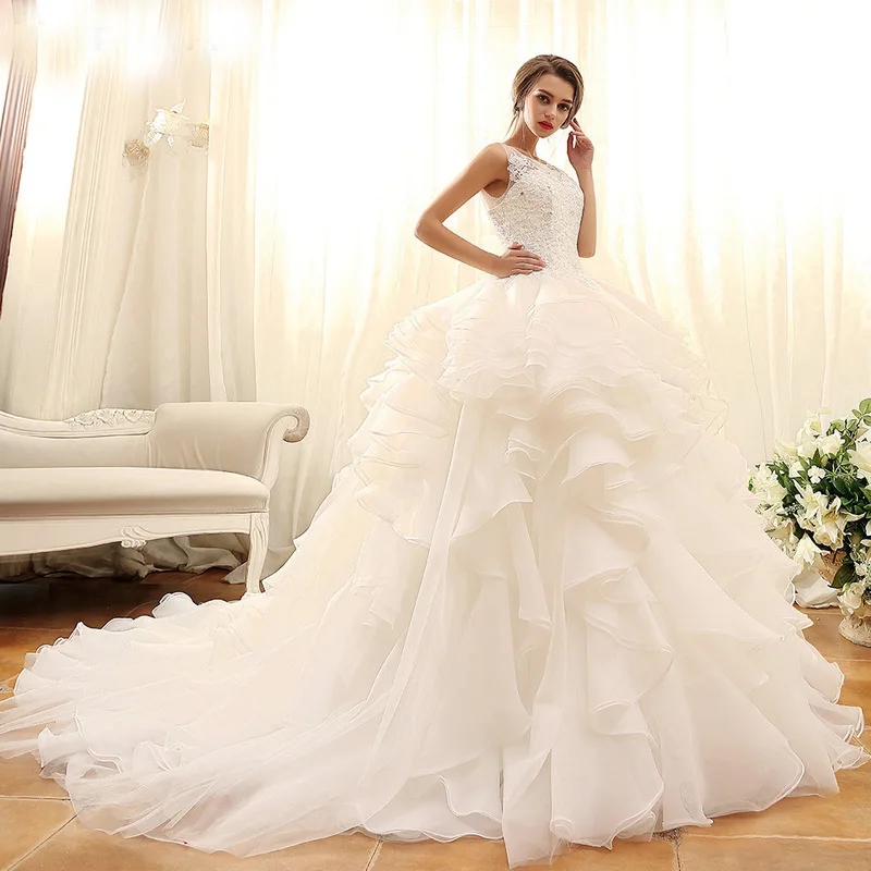 Vestidos De Novia modernos con apliques De encaje y volantes, Vestidos De Novia largos De Organza con gradas, nuevos Vestidos De Novia personalizados 2025