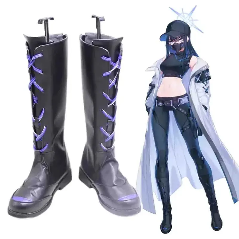 

NewGame Blue Archive Project MX Jomae Saori Cosplay Shoes Black Flat Boots Props Halloween Christmas Jomae Saori Role Play Prop2