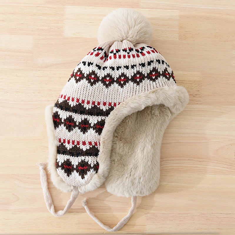 HT4110 Russian Cap Men Women Knitted Trapper Earflap Ski Cap New
