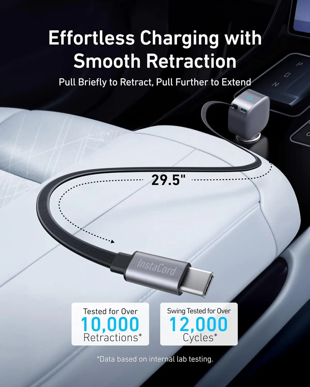 Anker USB-C Car Charger with Built-in Retractable USB-C Cable 75W Max Ultra-Compact Type-C Fast Car Charger for iPhone Series