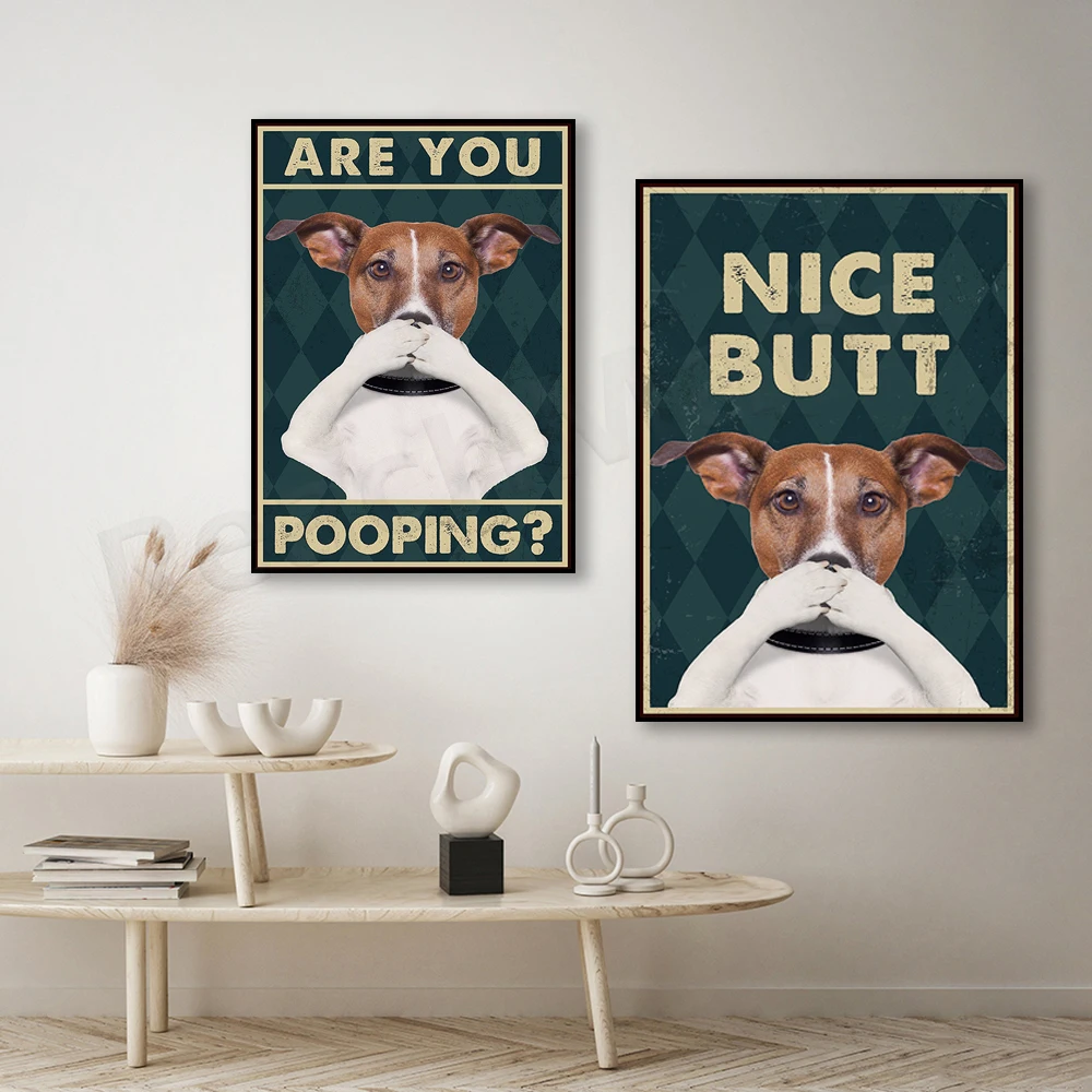 Nice Butt Funny Surprising Dog Vintage Wall Art Poster, Vintage Poster, Pet Gift, Dog Poster, Funny Bathroom Art, Dog Lover Gift
