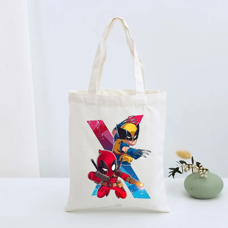 Deadpool & Wolverine Canvas Bag pacchetto Tote pieghevole borsa a tracolla per vacanze in mare studente Cross-Package College regalo riutilizzabile