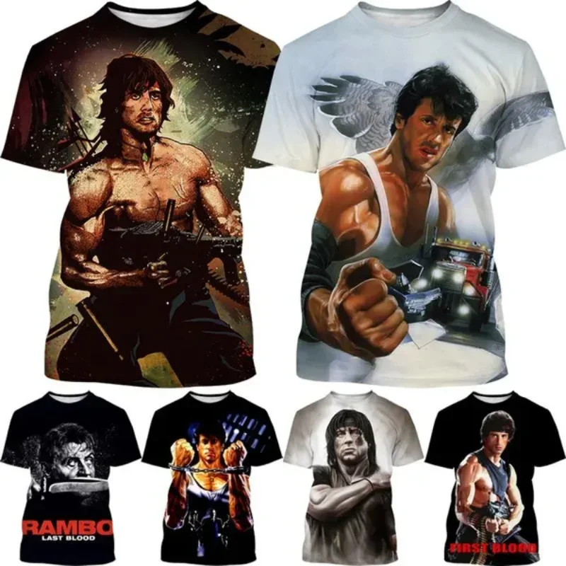 Fashion Men Clothing Action Movie RAMBO 3D Print T-shirt Personality Hip Hop Unisex Oversized T Shirt Harajuku Streetwear Tops