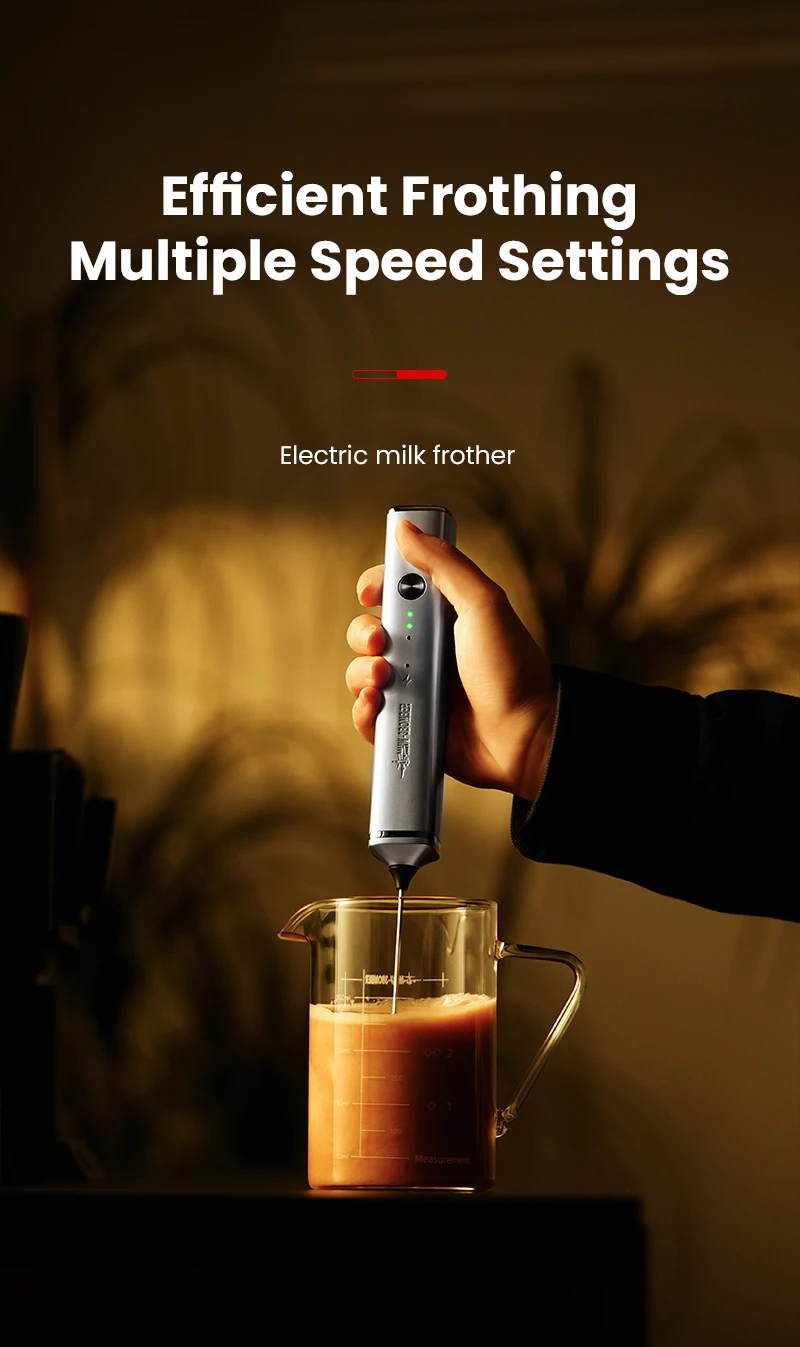 MHW-3BOMBER Elektrischer Milchaufschäumer mit Doppel-Schneebesenköpfen, Handgehaltener Schaumerzeuger, Typ-C Aufladbar, Kaffee-Latte-Cappuccino-Mixer – Detail 1