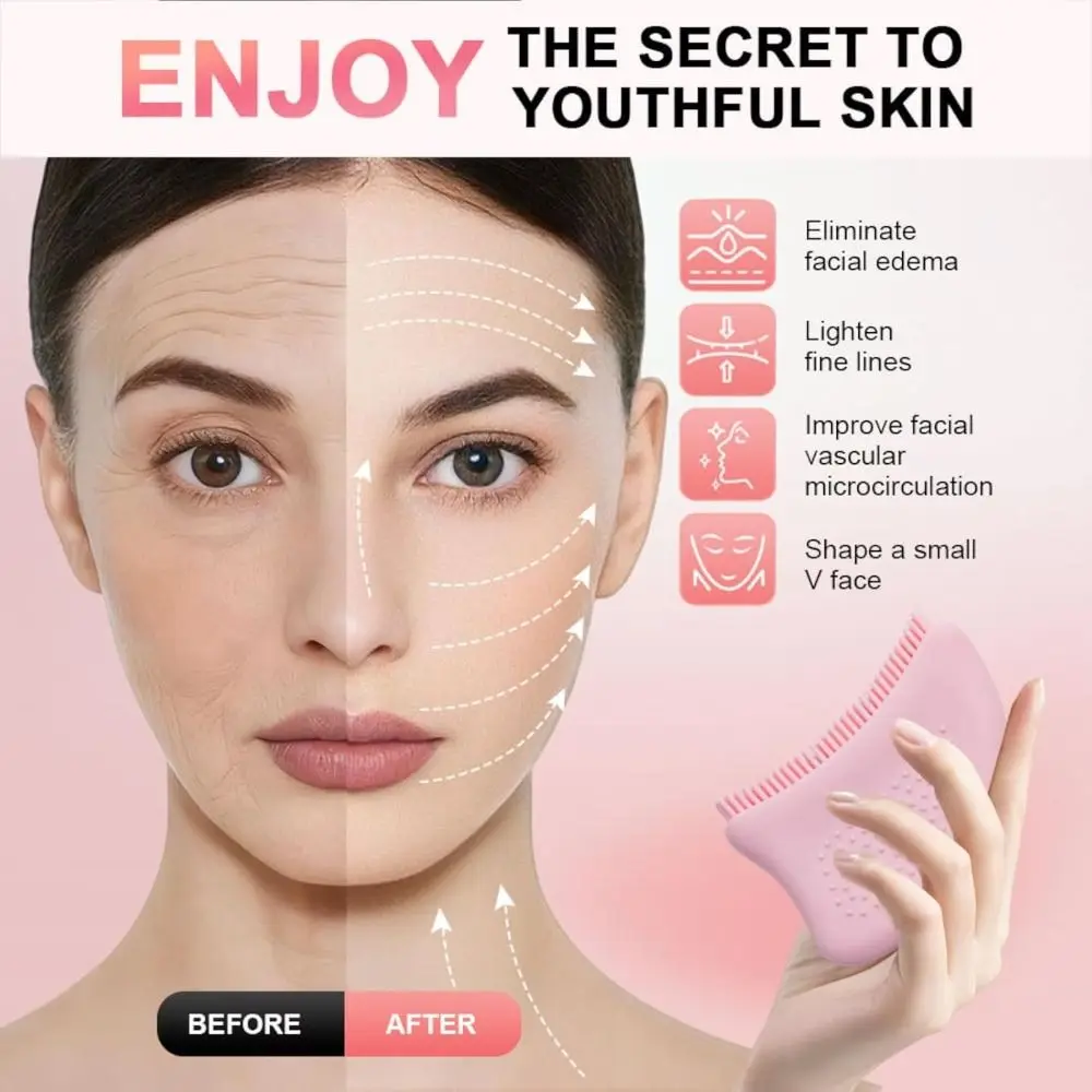 High Quality Silicone Lymphatic Contour Face Brush Washable Portable Facial Massager Ultra-soft Skin Sculpting Tool