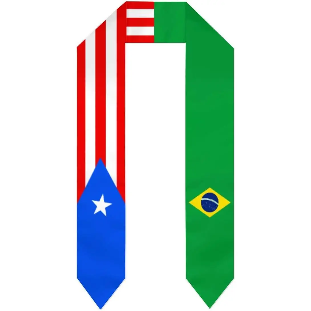 Puerto Rico Flag Mix Brazil Flags Graduation Stoles Shawl Sash Scraf For Students Graduation Season