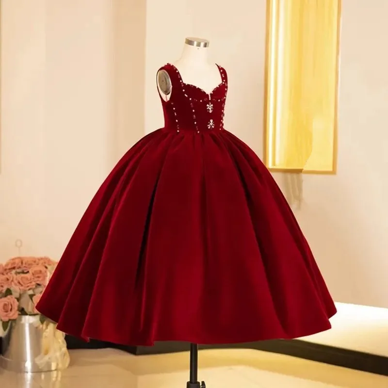 Neues Prinzessin-Hochzeitskleid für Mädchen, Klavierkostüm für Gastgeber, Geburtstagsfeier, Mädchenkleider A4788, Brautjungfernkleider – Detail 4