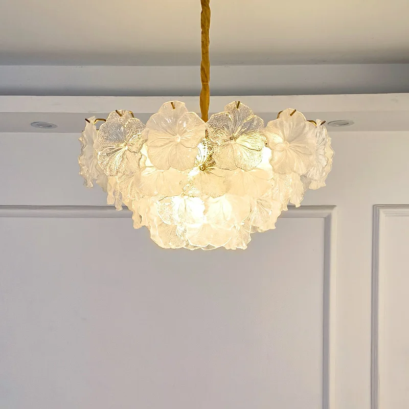 French Main Living Room Chandelier Light Luxury High-end Snowflake Glass Designer High-end Hall Master Bedroom Retro New Lamps