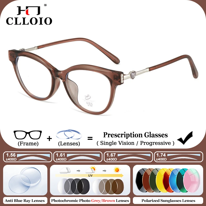

CLLOIO New Fashion Cat Eye Blue Light Blocking Prescription Glasses Women Myopia Optical Progressive Reading Computer Eyeglasses