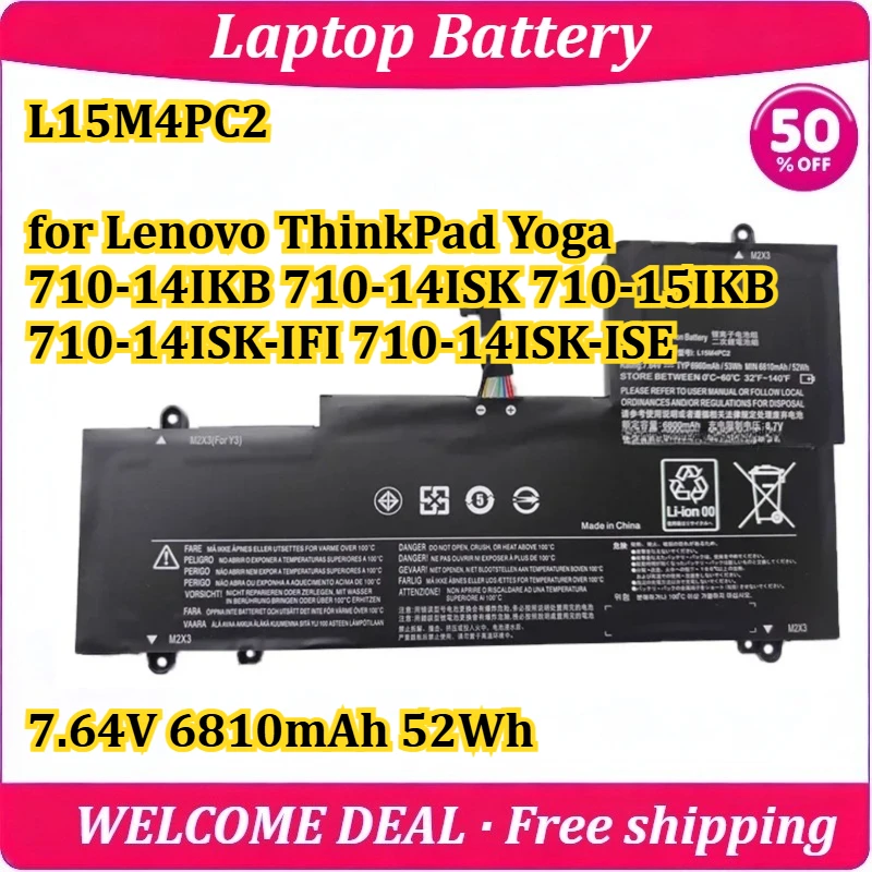 

[New] L15M4PC2 for Lenovo ThinkPad Yoga 710-14IKB 710-14ISK 710-15IKB 710-14ISK-IFI 710-14ISK-ISE Laptop Battery 7.64V 6810mAh