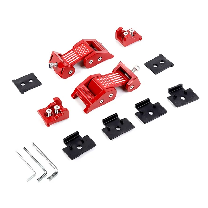 Car Engine Hood Latch Lock Catch Cover Kit for Jeep Wrangler JK 2007-2017 JL JT Gladiator 2018-2022 Accessories (Red)