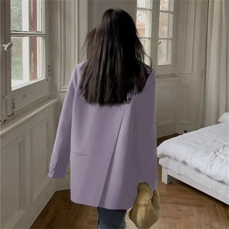 2025 voltar fenda design blazer casacos feminino moda casual solto jaquetas coreanas streetwear chique manga longa todos os jogos novo terno topos