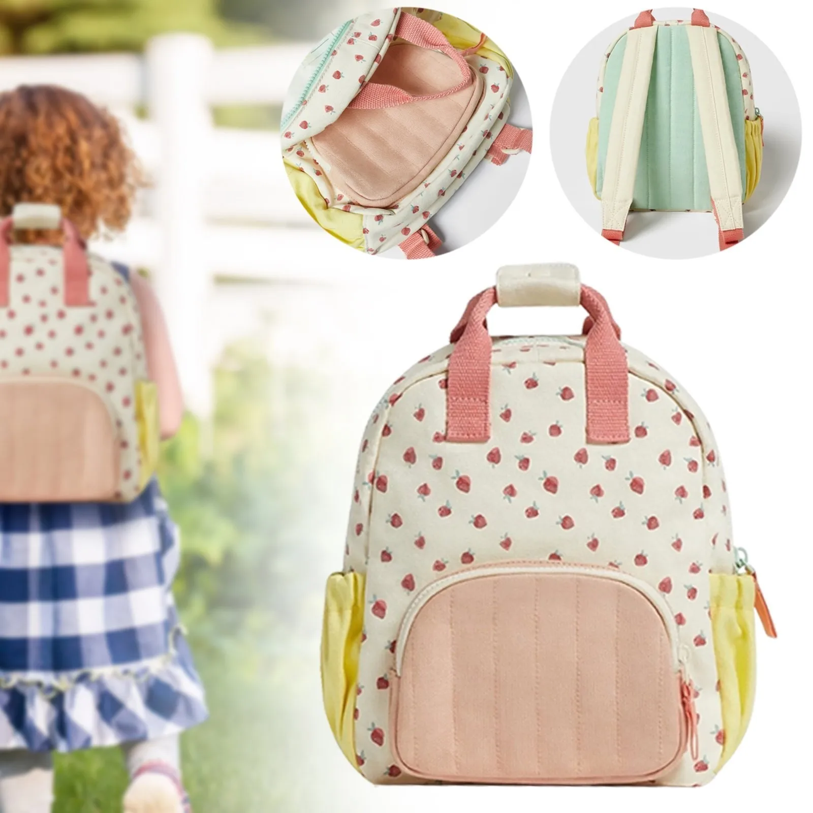 2024 Personalized Name Kids Strawberry Backpack Custom Primary School Schoolbag Girls Outgoing Bags New Casual Canvas Schoolbags