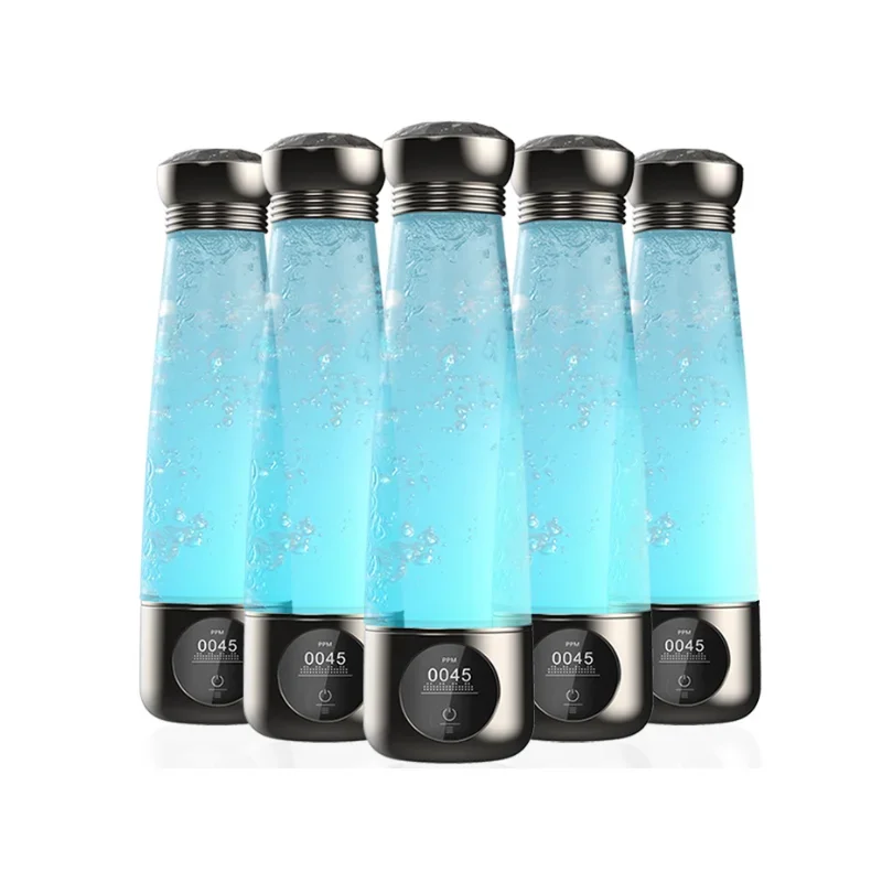 2024 Custom Portable Hydrogen Water Bottle Curved Glass Hydrogen Rich Water Cup